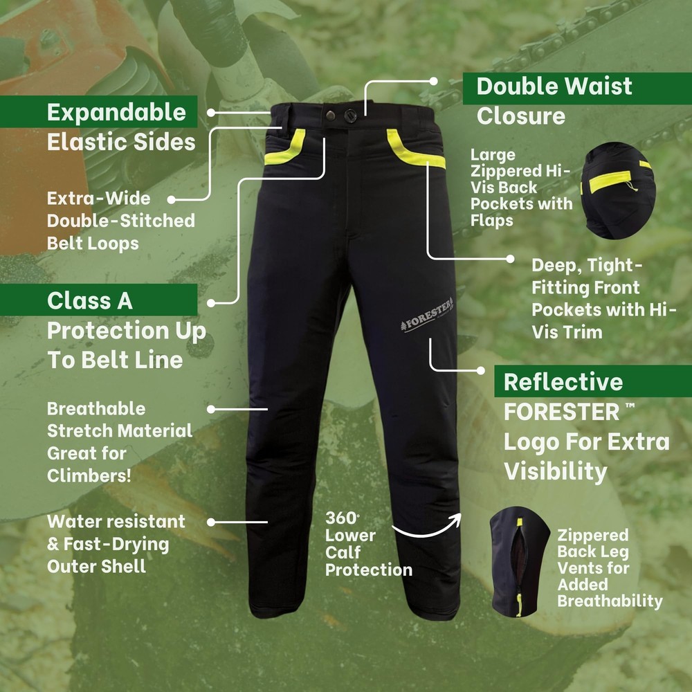 FORESTER Chainsaw Protective Pants – Lightweight 360 Degree Class A Safety Pr...