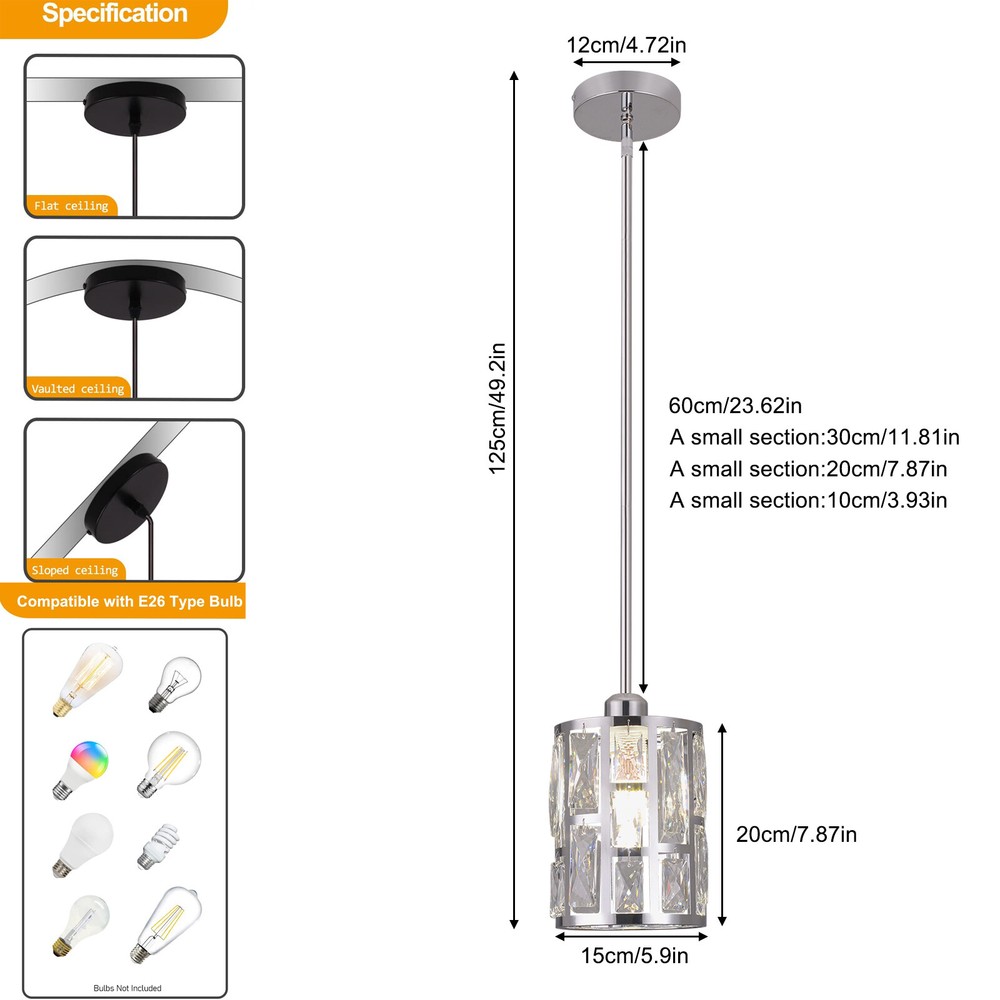 Ceiling-mounted Light, Adjustable Height, Modern Crystal Pendant Light Fixture?