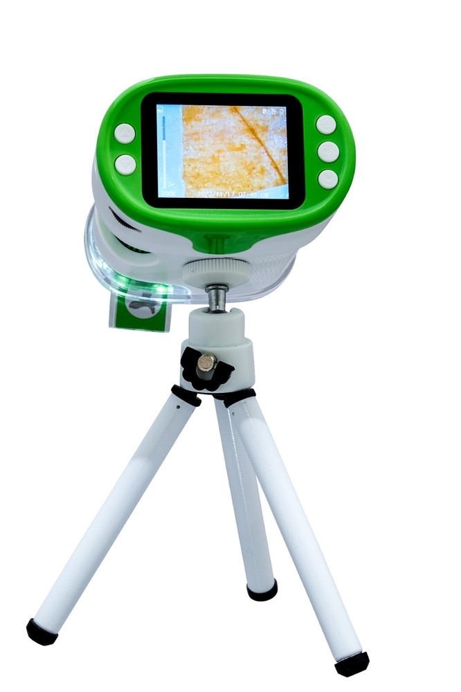 Digital Microscope with Camera for Kids with Slides, Rechargeable, Portable