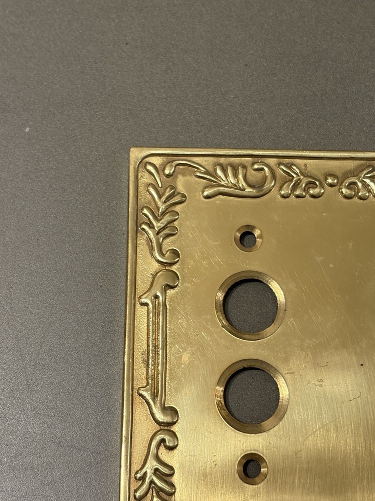 VINTAGE PUSH BUTTON DOUBLE GANG SOLID FORGED BRASS COVER SWITCH PLATE