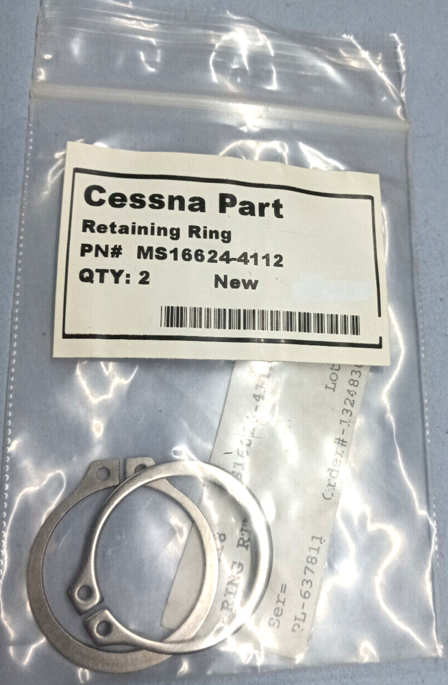 CESSNA Part # MS16624-4112 Retaining Rings (2/PACK)