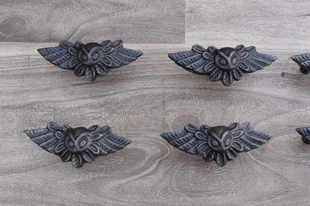Vintage OWL Shape cast iron cabinet drawer door knobs handles pull rustic 10 pcs