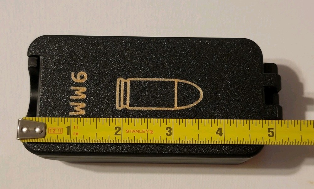 3D Printed 9mm Ammo Box Snap Lock 50 rd Compact Storage Black Gold Pla