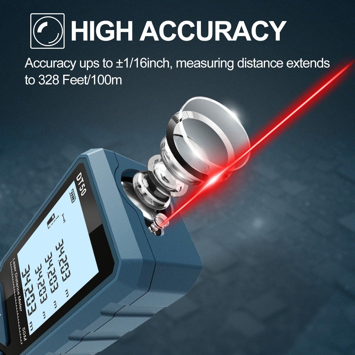 Medidor Laser De Distancia Digital Modo Pitagorico Hasta 165 Metros