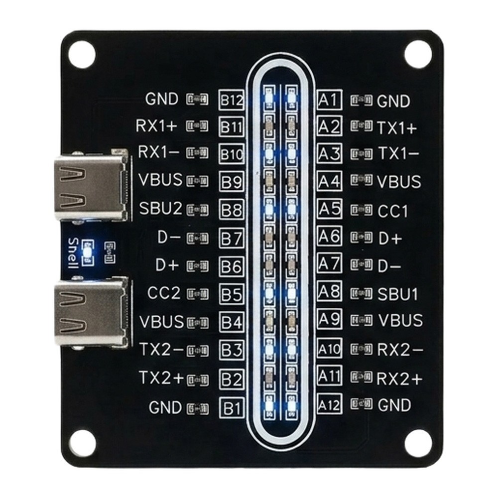 Black USB-C Cable Testing Module for Short Circuit and Open Line Check