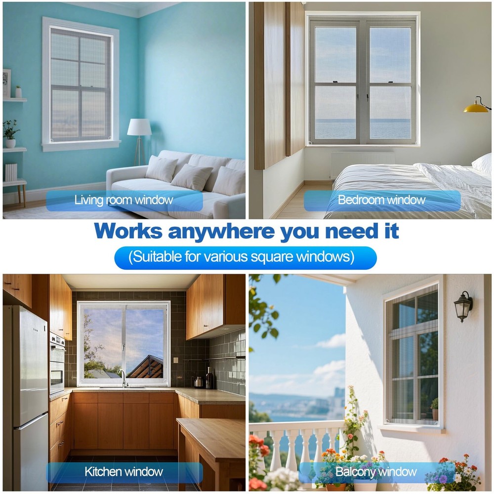 Window Screen Frame Kit Fiberglass Window Screen Replacement White 48inX48in