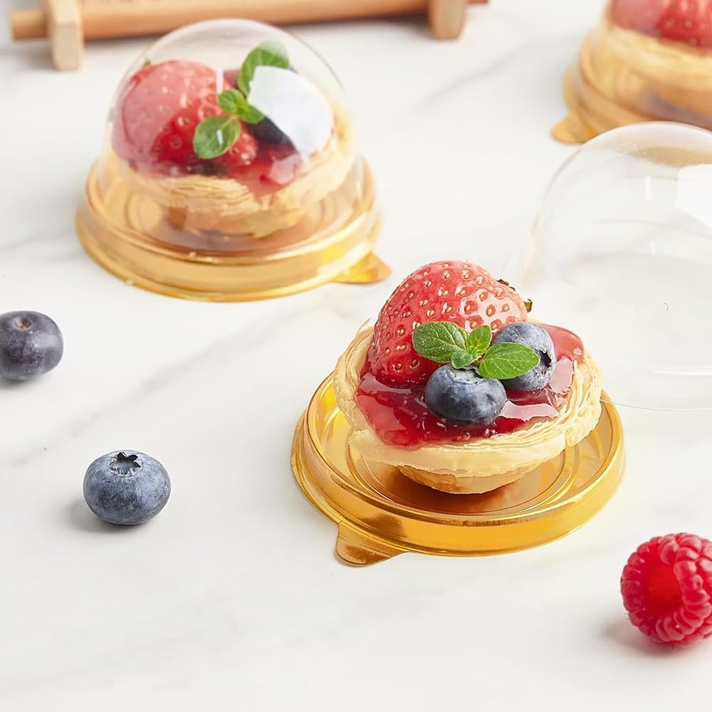 Clear Plastic Cake Boxes Round Cupcake Holders Mini Dessert Packaging with Lids