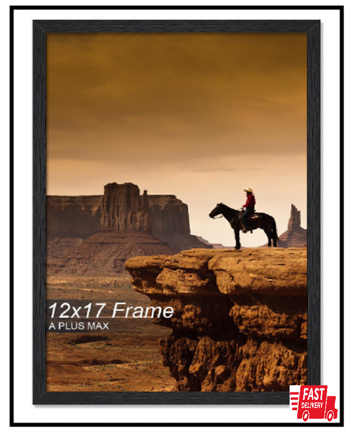 12x17 Picture Frame, Black Engineered Wood Frame for 12 x 17 Inch Picture Poster