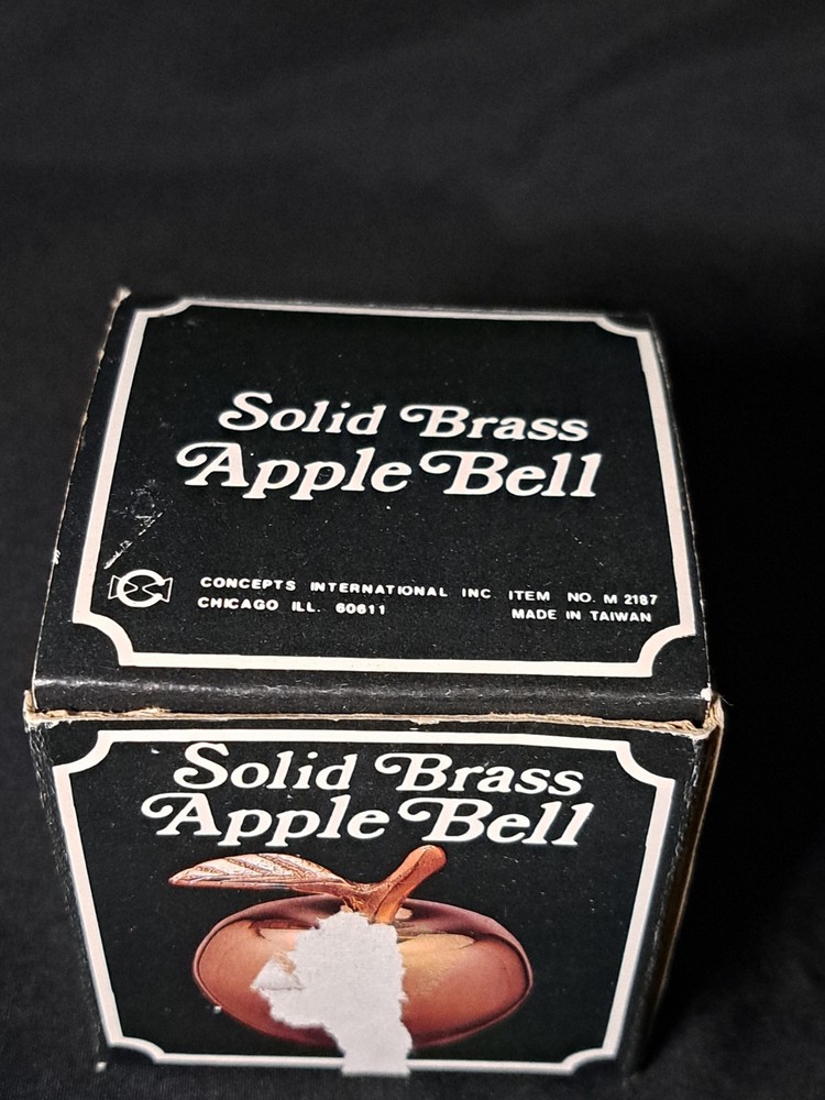 Vintage Solid Brass Apple Bell in Original Box
