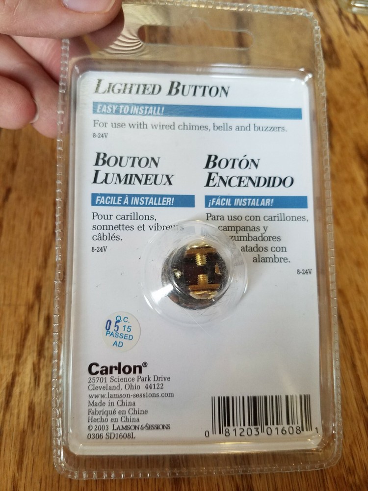 PUSH BUTTON DOOR BELL Carlon Wired NEW! Lighted / Non-Lighted