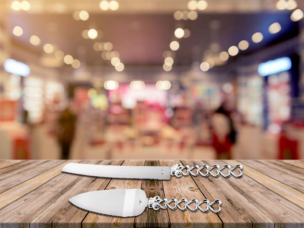 Wedding reception cake server set Heart Design