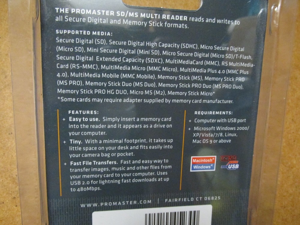 Pro Master SD/MS Compact Multi Card Reader Code 5230 USB Stick Style
