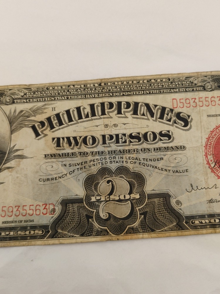 1936 Philippines Red Seal Two Pesos Note