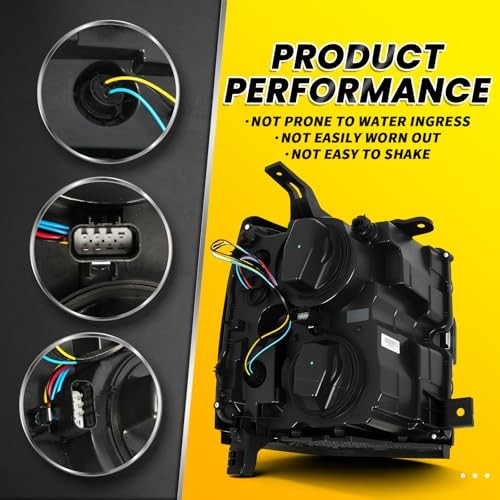 Headlight Assembly Compatible with Silverado 2500HD 3500HD 2015-2019 Front Left