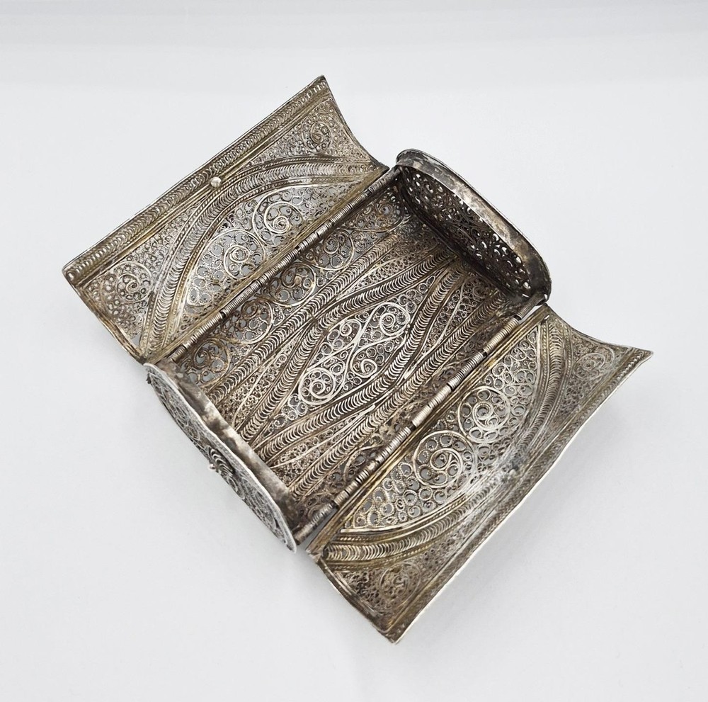19TH CENTURY CONTINENTAL SOLID SILVER FILIGREE PURSE / BOX