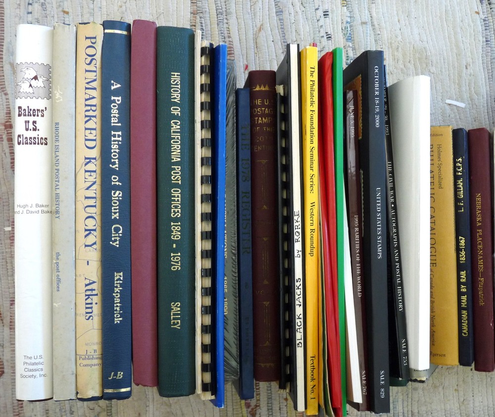 45 vintage stamp postal history & stamp collecting books