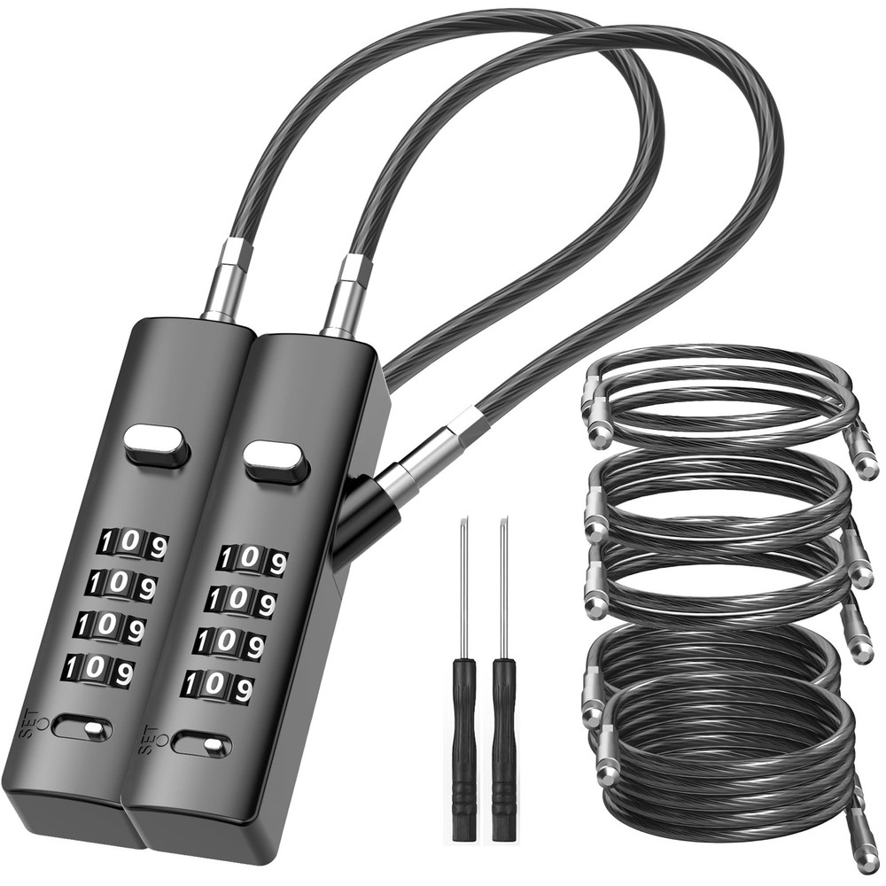 4-Digit Combination Cable Luggage Lock with 3 Interchangeable Steel Cables (9...