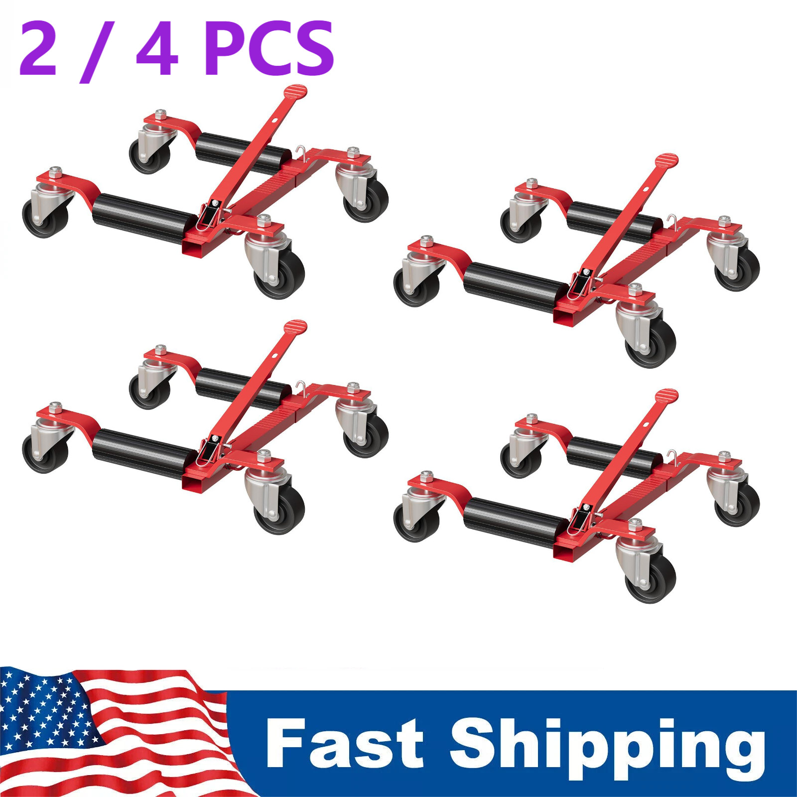 2 / 4 PCS  Mechanical Car Wheel Dolly Jack 1500 Lbs Heavy Duty Car Skate Roller