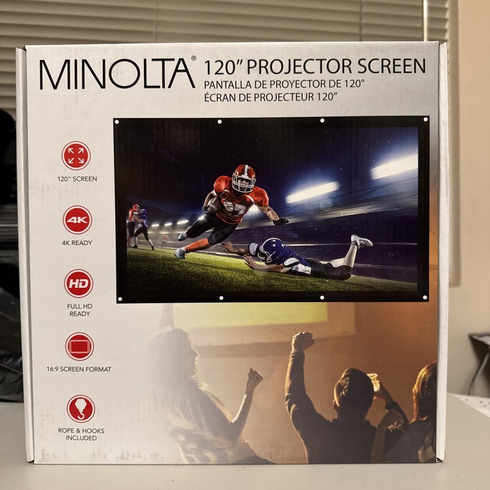 Minolta 120” Projector Screen 4K Full HD Ready 16:9 Screen Format