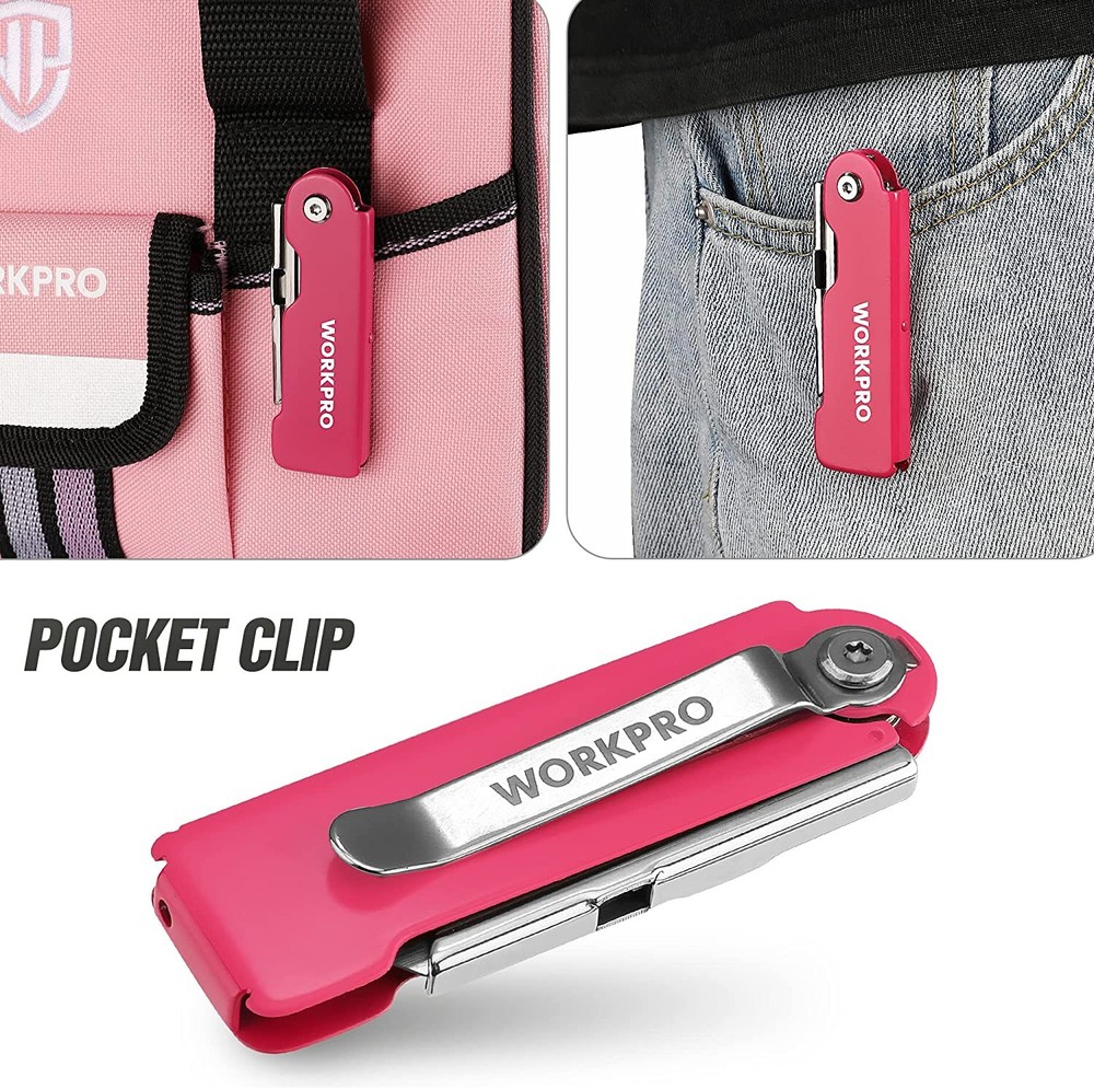 WORKPRO 3-Pack Folding Utility Knife Set, Quick Change Blade Box Cutter
