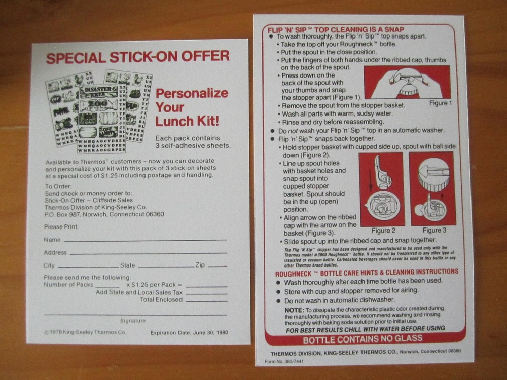 KISS 1977 Lunch box, Thermos Roughneck, Flip "N" Sip, Paperwork,