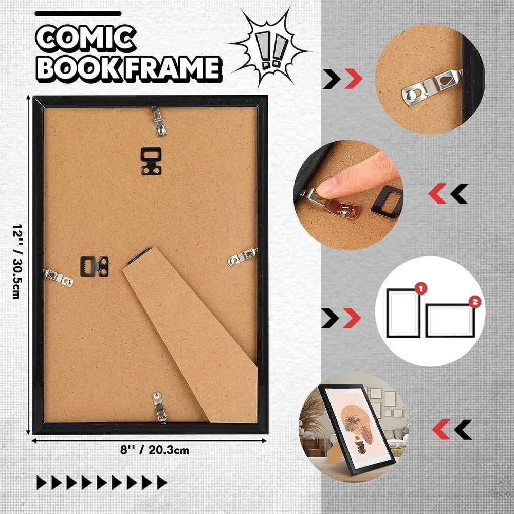 8 Pack Comic Book Frame, UV Protection, Comic Picture Magazine Frames Fits Curre