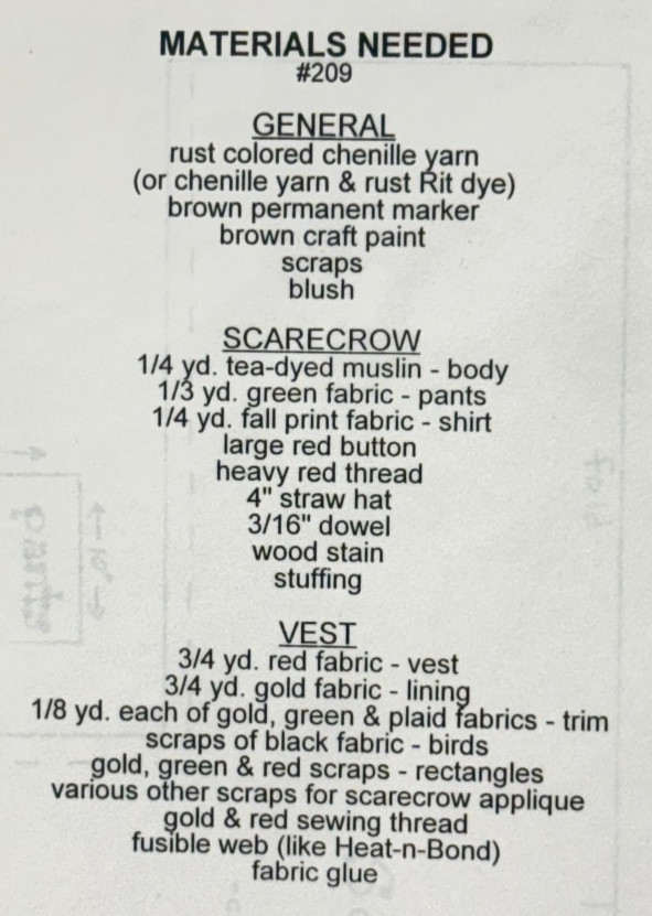 Save the Harvest Vest Pattern Craft Pattern by Penn's & Needles 209