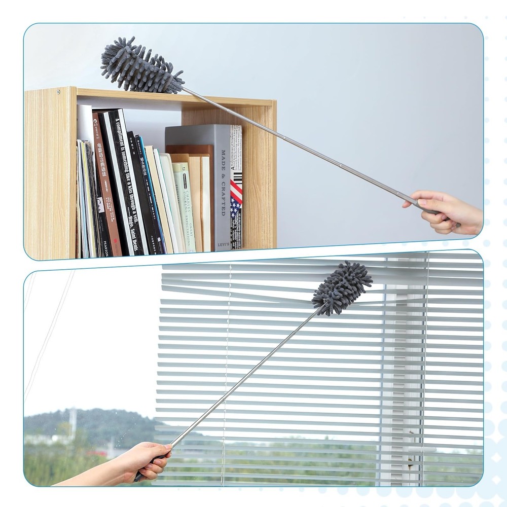 12 Pack High Duster with Extension Pole, Reusable & Washable Feather Duster, ...