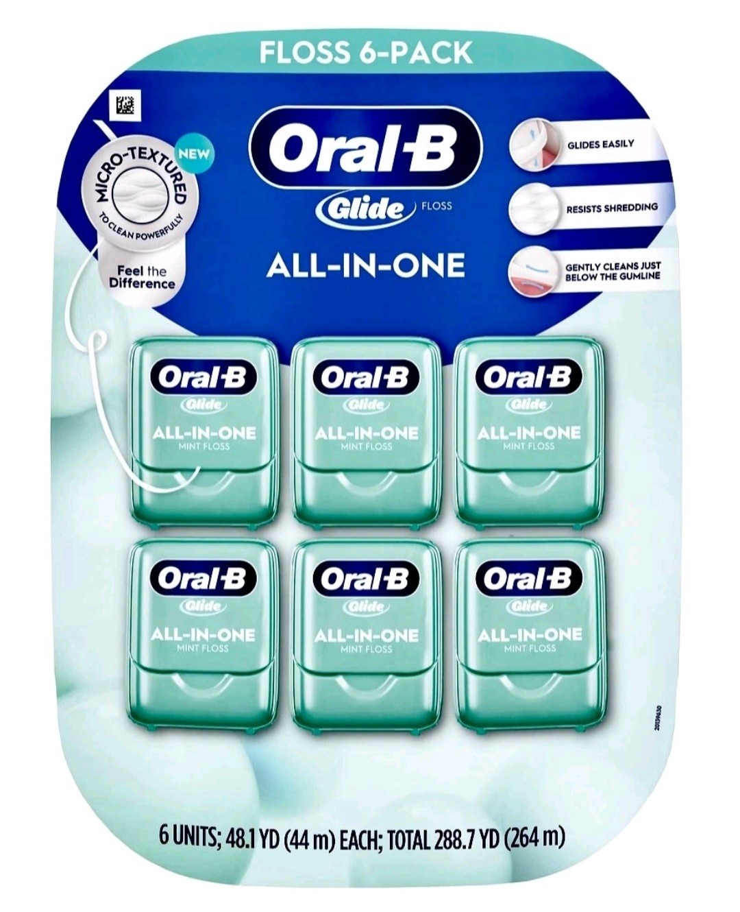 Oral B Glide All-In-One Dental Floss Mint 44m 6 Pack Dental Care