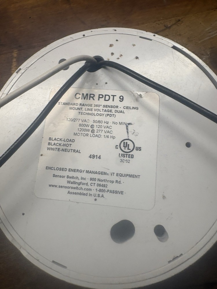 Sensor Switch CMR PDT 9 Ceiling Mount 360° PIR Microphonics Sensor 120/277V