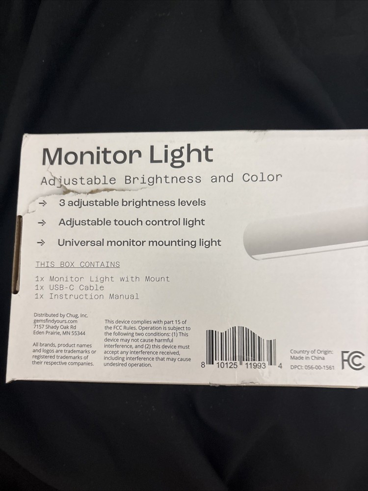 North Adjustable Monitor Light: LED Touch Sensor with USB-C Cable Open Box