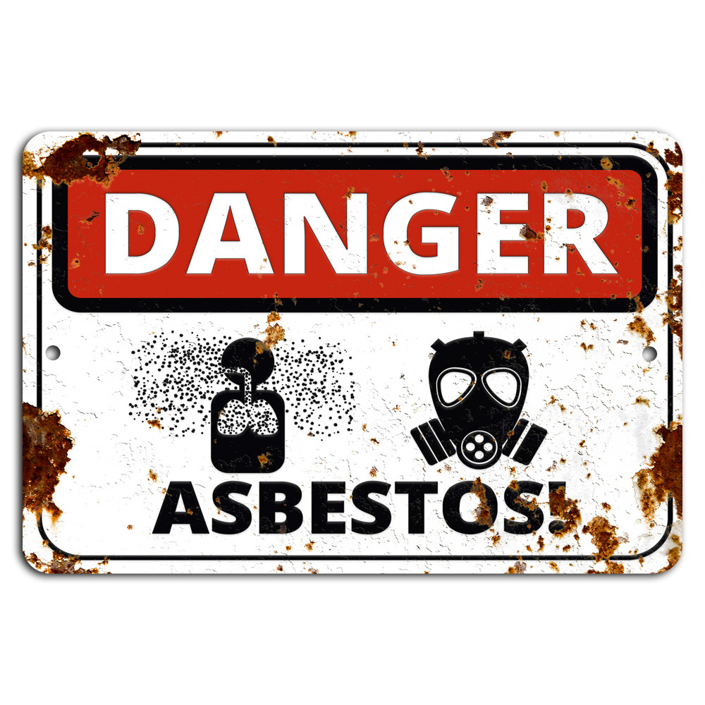 Rustic Asbestos Danger Sign - Bold Red & White Warning