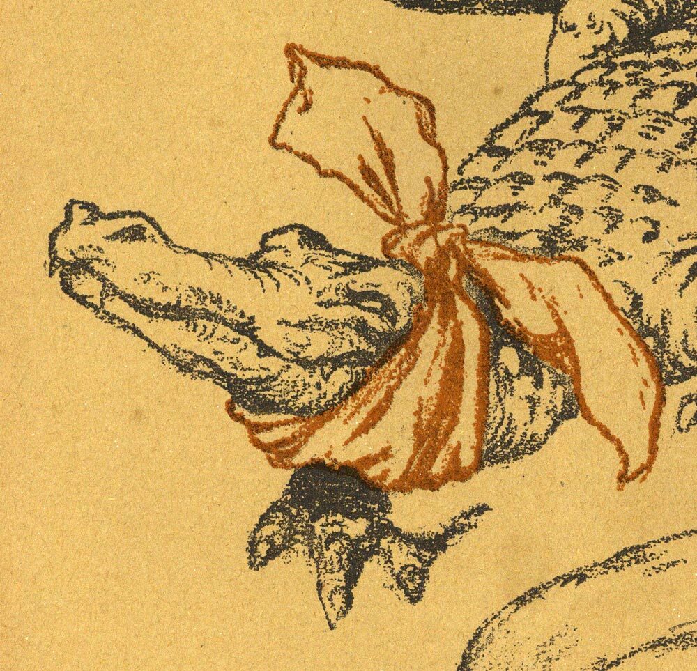 Crocodile Dental Problem Lithograph Print Image From 1923
