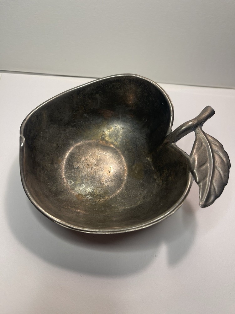 Vintage Ashtray Silver Plated Brass Apple Trinket Dish Bowl