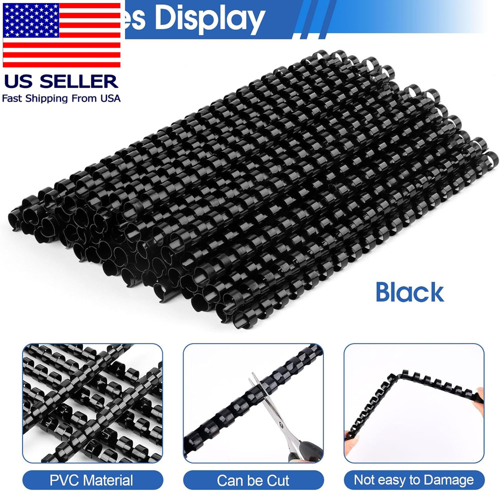 80 Pack Plastic Binding Combs, Comb Binding Spines 1/2 Inch, 80 Sheets, 19 Ring,