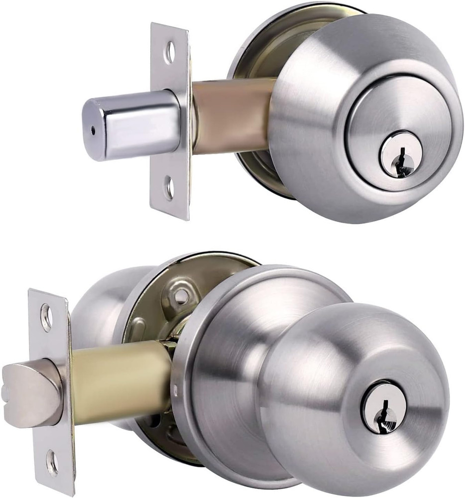 Door Knobs Exterior Door Lock Set with Deadbolt, Single Cylinder Deadbolt Door