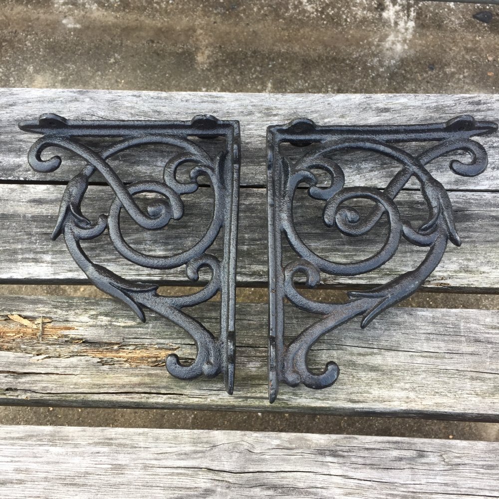 Antique Cast Iron Brackets Garden Braces Rustic Shelf Bracket Black