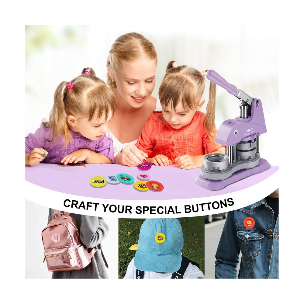 Button Maker Machine Multiple Sizes, 1+1.25+2.25 inch Installation-Free Pin M...