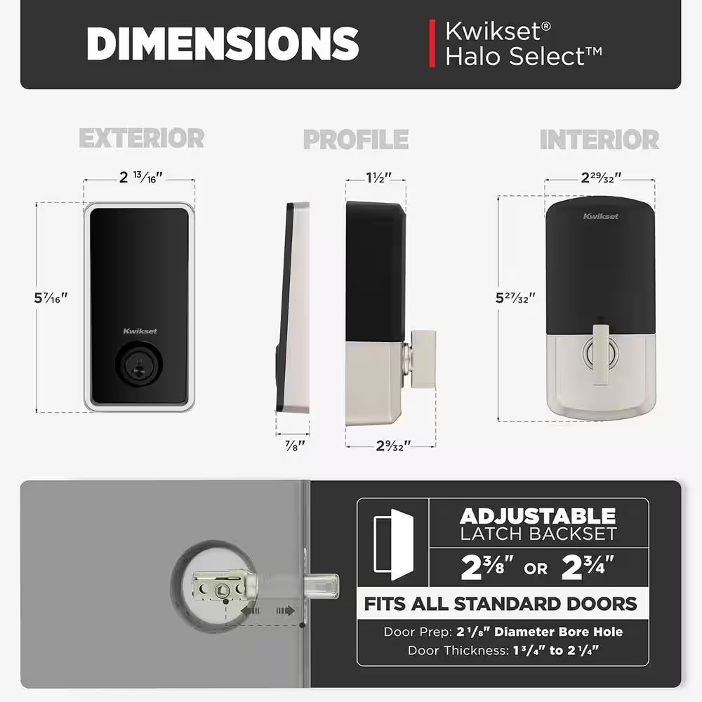 HALO Select Soft Modern Touchscreen Wi-Fi and Matter Enabled Smart Lock Deadbolt