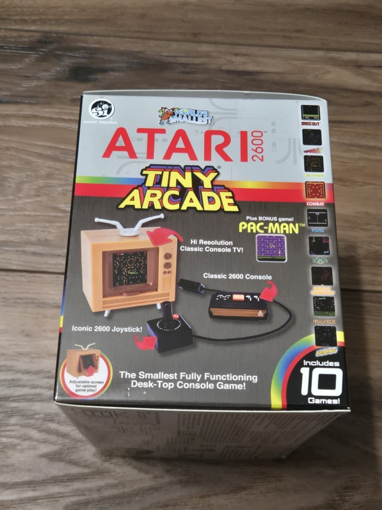 World’s Smallest Atari 2600 Tiny Arcade Mini Console 10 Games Pac-Man NIB