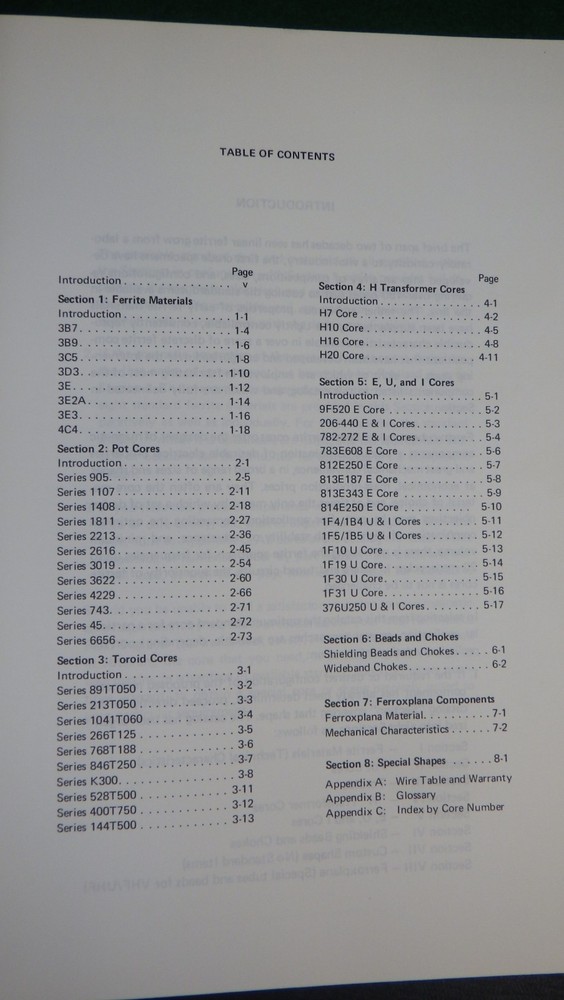 Vintage Electronics Ferroxcube Linear ferrite materials & Components catalog