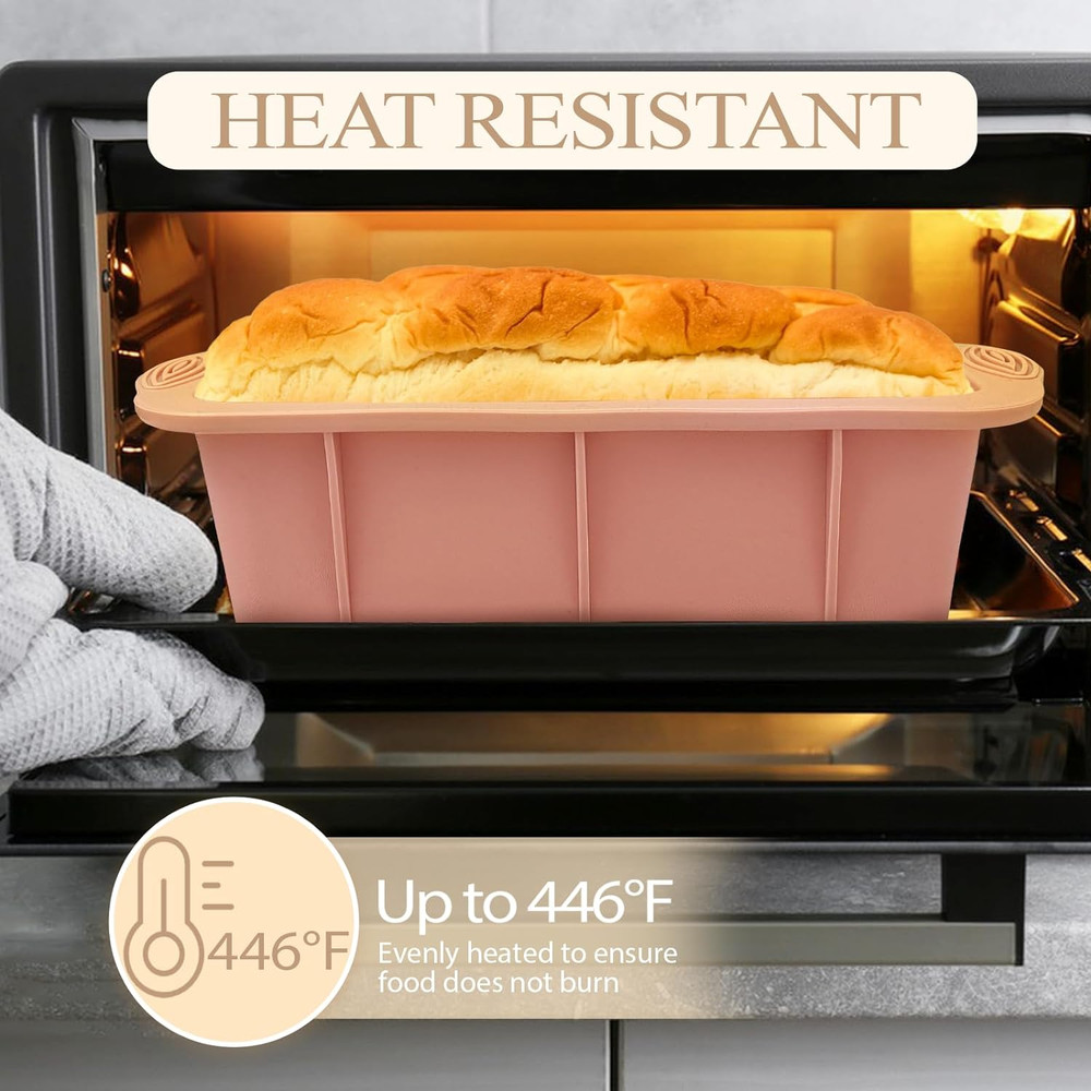Silicone Bread Loaf Pan, 2 PCS Rectangular Non-Stick Baking Mold Pans for Oven,
