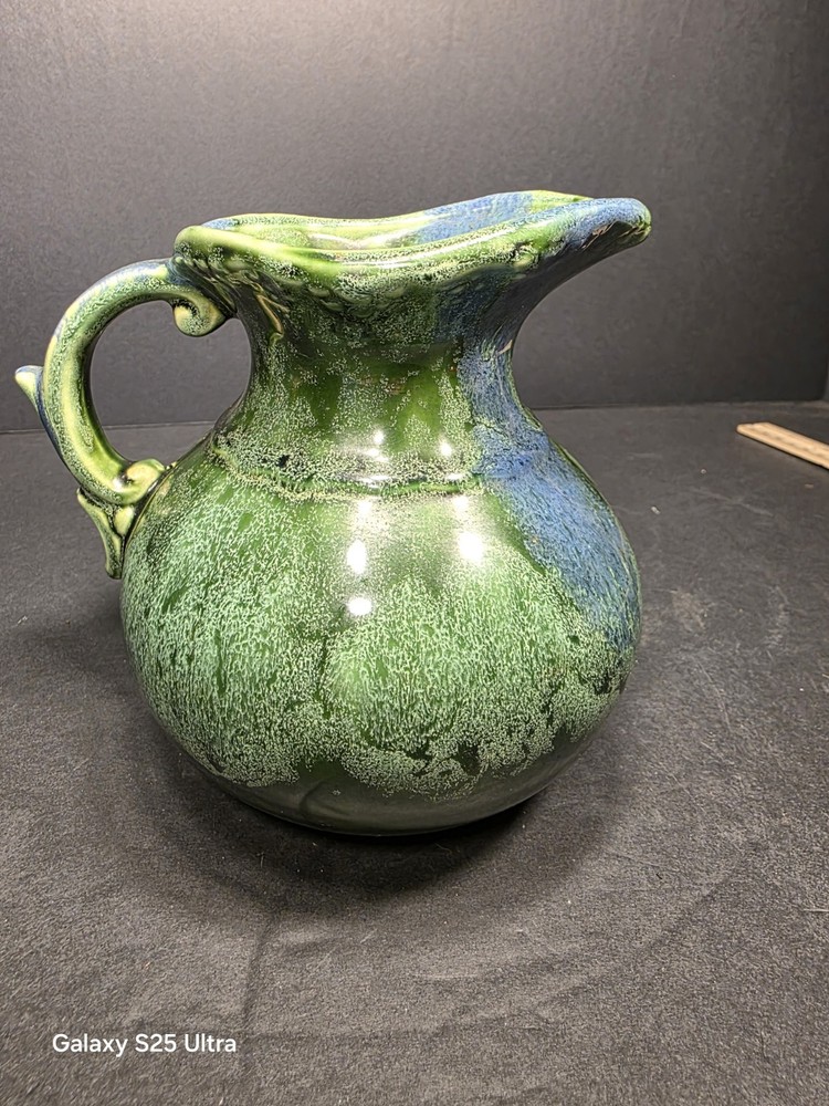 Studio pottery Pitcher Blue / Green 6" Tall