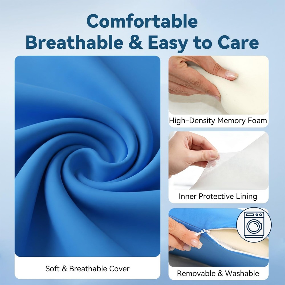 Adjustable Height Lumbar Support Pillow for Sleeping, Standard, Blue