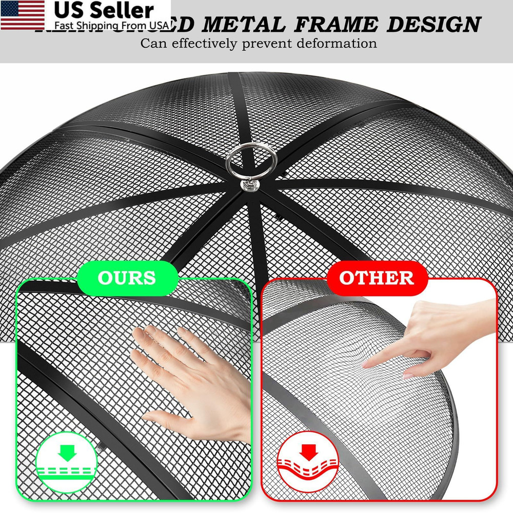 Fire Pit Spark Screen, 22 Inch Diameter Screen with 22 Inch, Black