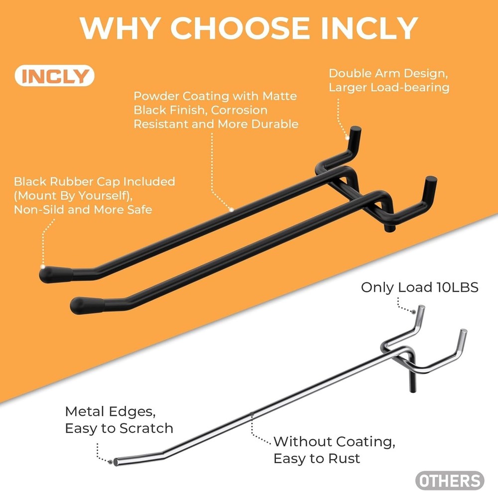 Rust-Resistant 36 Pack Pegboard Hooks - 4 & 6 Inch for Ultimate Organization