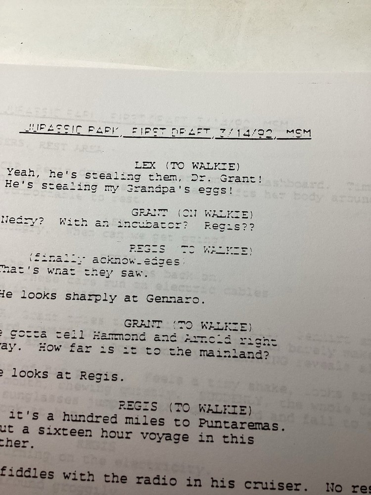 Jurassic Park Movie Script Reprint Full Screenplay Script Dated 3/14/92