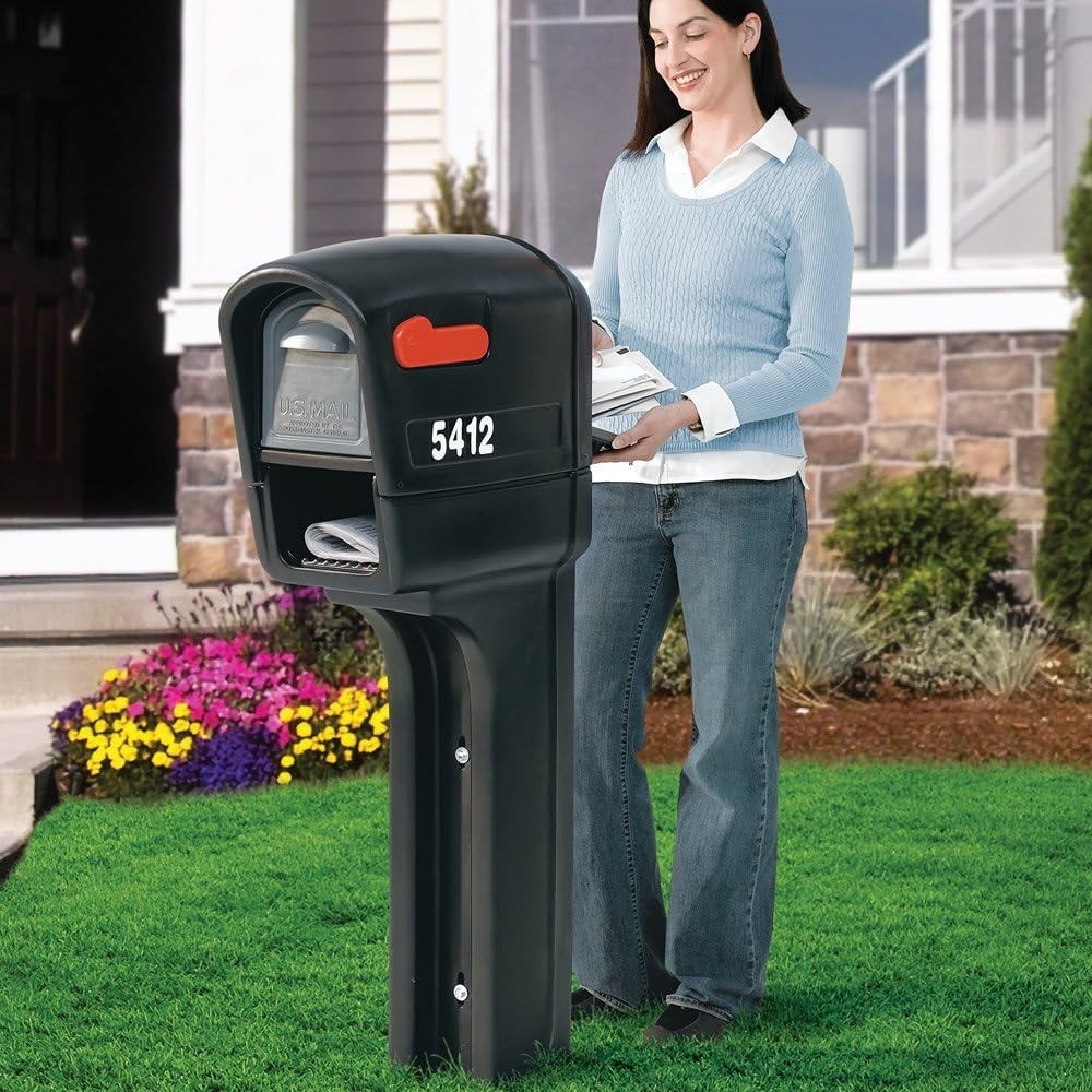 Step2 MailMaster Plus Mailbox & Post, Weather Resistant, Large Outdoor Black