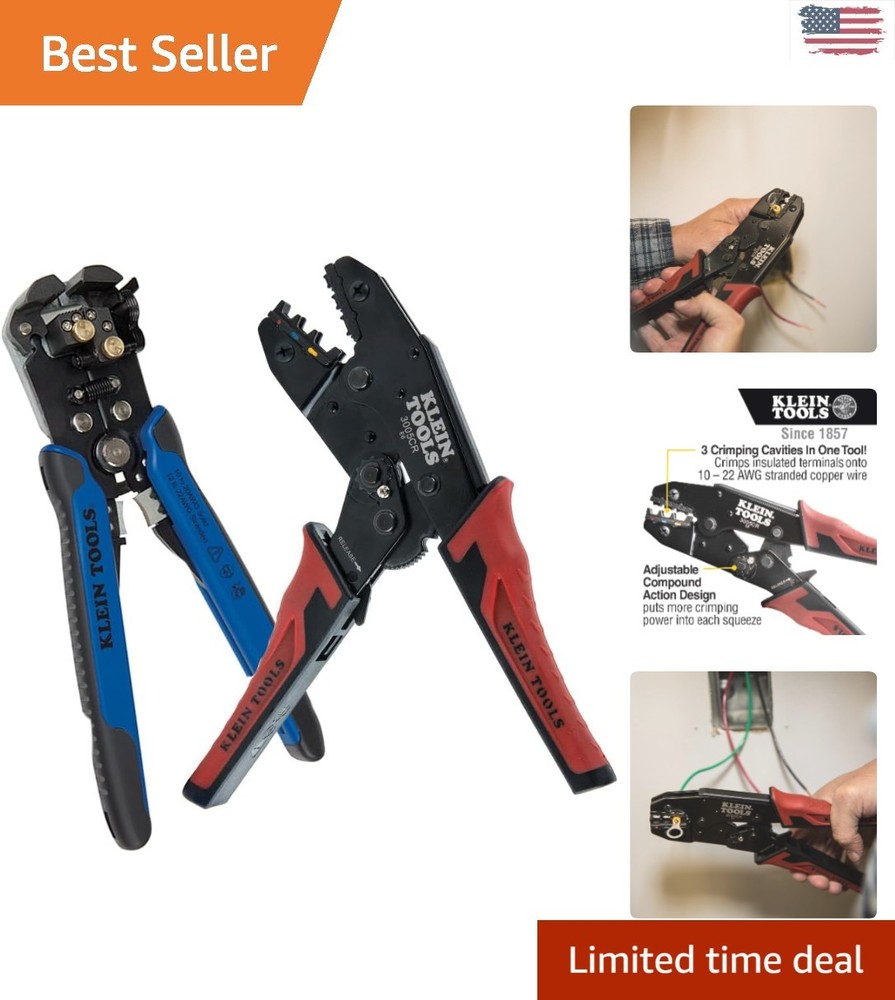 Versatile Electrical Tool Kit: Automatic Wire Stripper & Ratcheting Crimper Duo