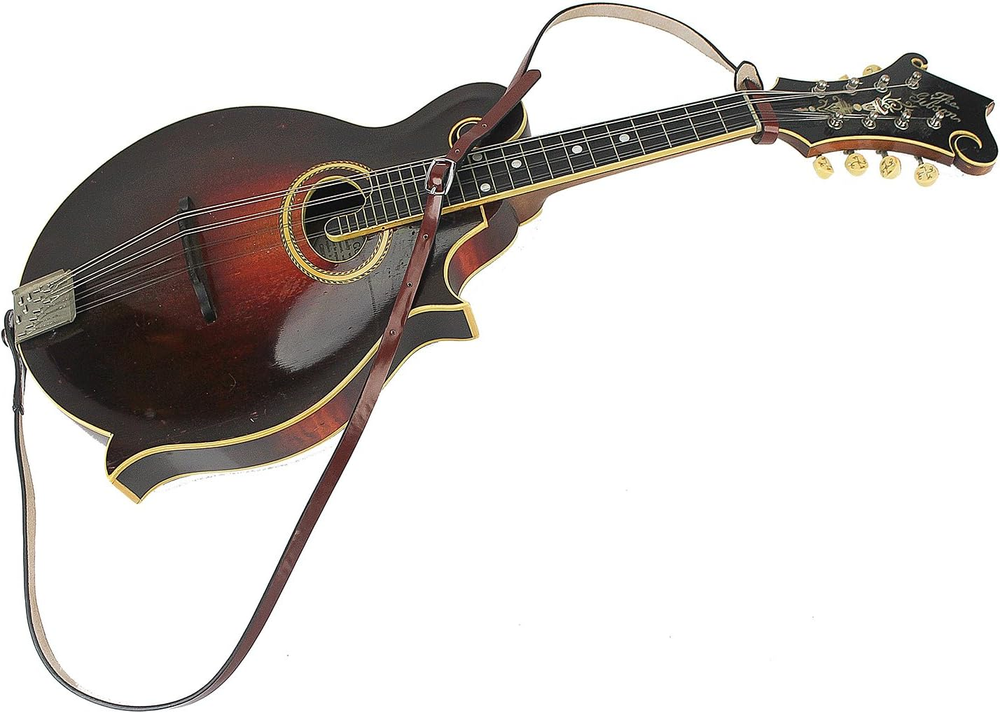 M-41 Chestnut Brown Leather Mandolin Strap for a or F Types